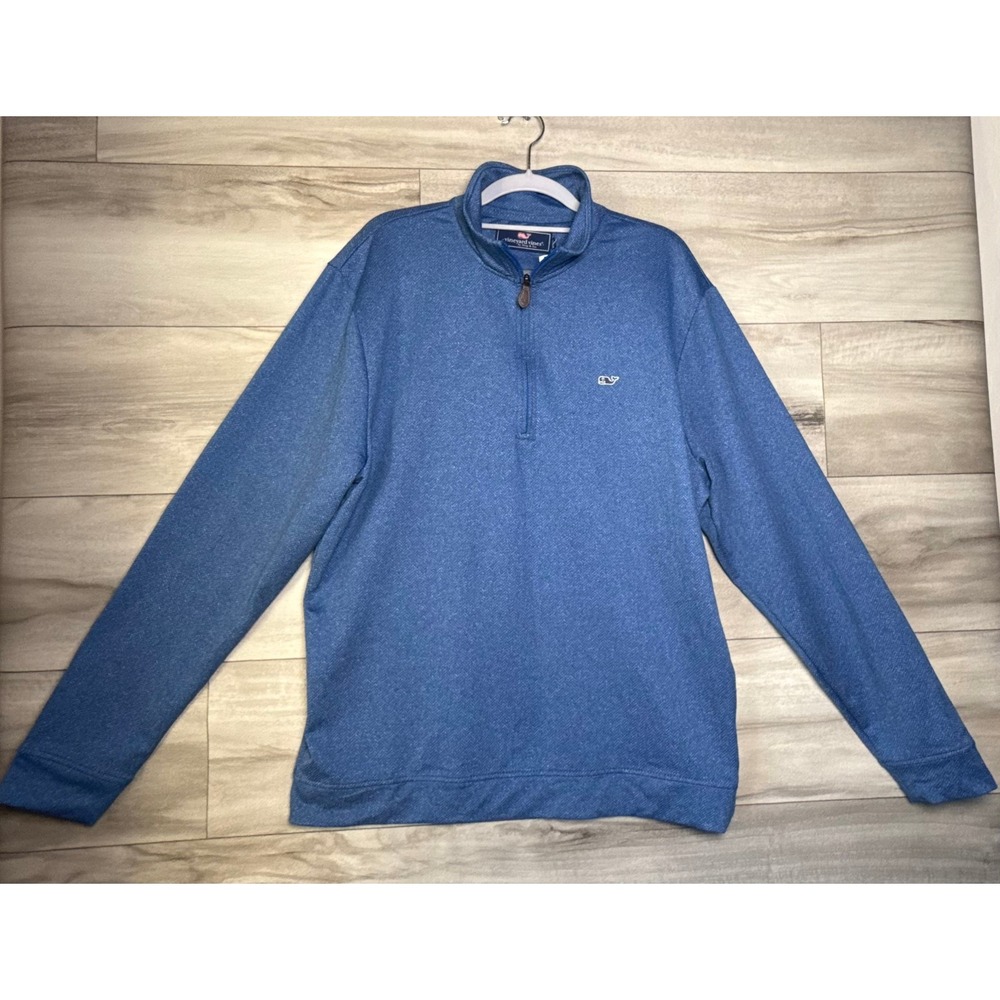 Vineyard Vines NWT Blue Herringbone Quarter Zip Pullover Men's Large